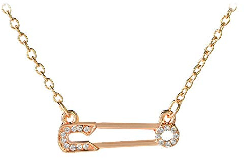 Hifunny säkerhetsnål halsband kristall papper säkerhetsnål hänge kraghalsband för kvinnor flickor mode smycken present, metall, strass, Metall, Strass