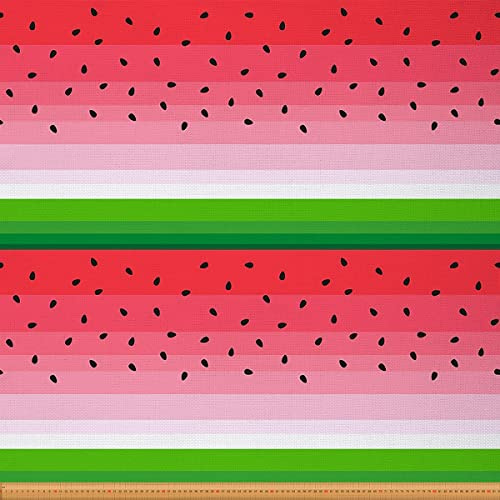 Loussiesd Wassermelon Polsterstoff von The Yard Wassermelon Rot Grün Gestreift Dekostoff für Polster und Heimwerkerprojekte Summer Obst Drucken Wasserdicht Draussen Stoff 92x150cm