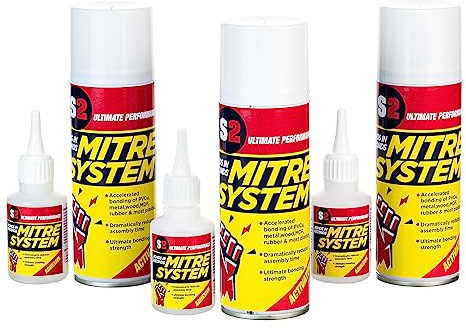 STICK2 Mitre Ultimate Fix Adhesive Kit 50g & 200ml, 3 Kits | Fast-bond adhesive kit with glue and activator spray for wood, MDF, metal, PVC, plastic, rubber and ceramics.