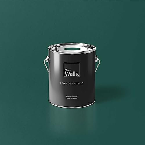 New Walls Premium Wandfarbe Grün, Smaragdgrün Liquid Luxury Dispersionsfarbe für Innenräume – 2,5 L