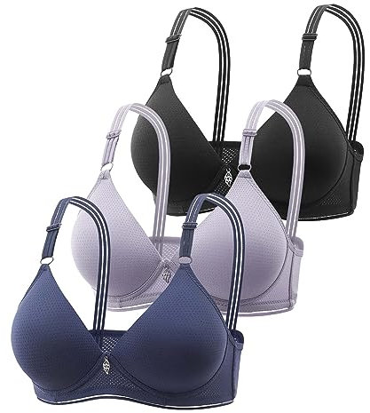 Wireless Bras with Support and Lift 3 Pack Comfort Push Up T Shirt Bra for Everyday Breathable Fashion Deep Cup Bralette Vest Back Smoothing Bras for Women Multicolor G 40