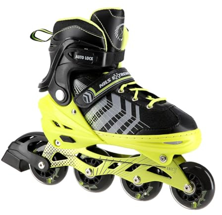 Nils Extreme 4 in 1 pattini da hockey su ghiaccio, Beverly, colore: nero/verde, taglia: L (39-43)