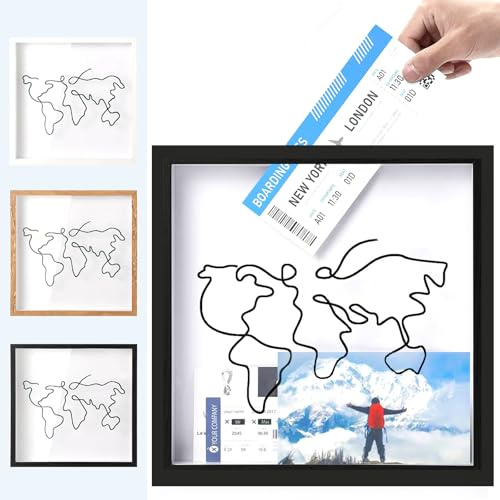 Jastown scatola Archivio Viaggio, Frame Ricordo Biglietto, Scatola Legno (Nero)