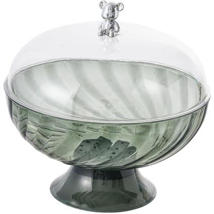 F Fityle Fruit Bowl, Fruit Basket Holder, Multifunctional, Green with Lid