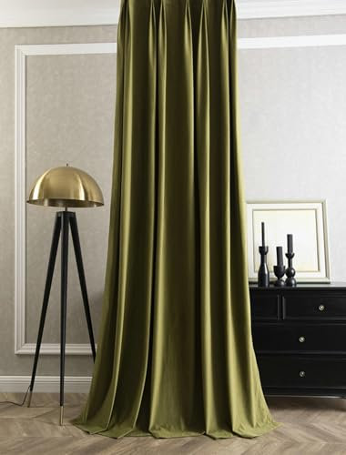 Daesar Vorhänge Lichtdurchlässig 2er Set, Gardinen Halbtransparent mit Ösen 140x215CM Nordisch Einfarbig Matcha Grün Vorhänge Wohnzimmer Küche