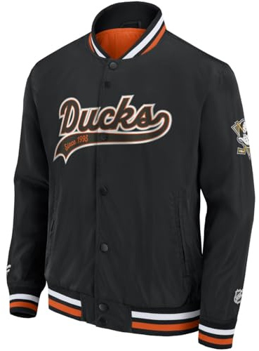 Fanatics Anaheim Ducks NHL SATEEN collegejacka, svart, M