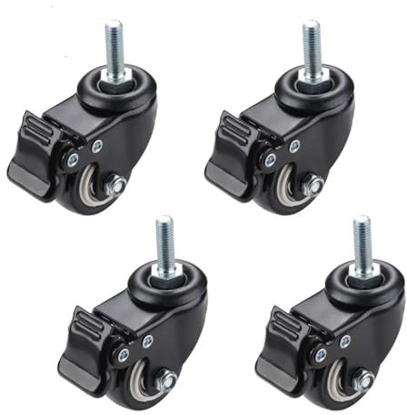 4 Stücke Möbelrollen Schwerlast 200kg 1,5 zoll 40mm 360 Drehbare Schraube Lenkrollen Trolley Gummischutz(Bundle B)