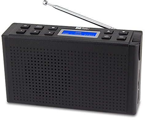 DAB/DAB Digital+ & FM Radio with 3.5mm Headphone Jack, Battery Powered DAB Radios Rechargeable Digital Radio with USB Charging(Svart)