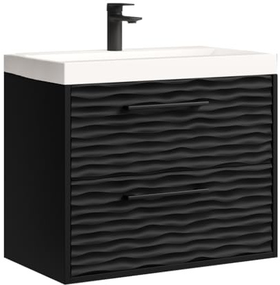 Badplaats Badmöbel Set mit Waschbecken und Unterschrank Etna 60 x 35 cm Schwarz Matt - Waschbeckenunterschrank mit Soft-Close und Waschbecken