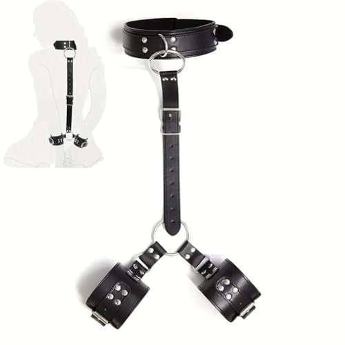 1 set di maniglie, collari, manette e anelli da collo regolabili in pelle PU per il gioco divertente