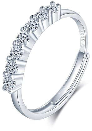 MICMIF Moissanite Damen Ring 0,42 Karat Verstellbarer Ring Silber 925 Ewigkeitsring Band Ringe für Freundin Frau Moissanit Diamant Verlobungsring Ehering für Hochzeit Jahrestag