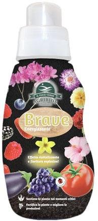 Brave Concime Liquido Universale Energizzante 330ml - Concime Orto Per Fortificare Le Piante, Fertilizzante Piante Per Aumentare La Produzione Di Fiori E Frutti. Concime Biologico Con Estratto D’Alga.