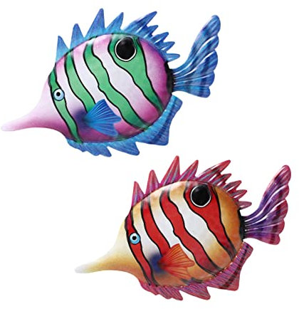 PRETYZOOM 2stücke Fisch Anhänger Hängedeko Wandbehang Fisch Ornament Wandkunst Für Schlafzimmer Kinderzimmer Wohnzimmer Küche Garten Terrasse Zaun