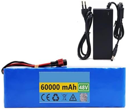 QmEna Batterie au Lithium 48v 60ah, Pack de Batteries au Lithium-ION, Batteries de vélos électriques 13S3P, pour vélo à Moteur électrique avec Chargeur XT60 Plug