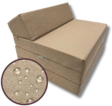 FORTISLINE Campingmatratze 200x70x10 cm mit Kopfteil - Faltbare Klappmatratze für Wohnwagen, Wohnmobil und Caravan, 3-teilig, wasserabweisend, Reisematratze, Gästematratze, Oeko-TEX