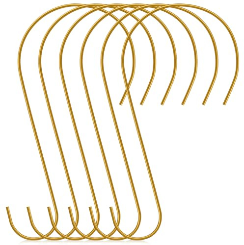 Hotop 6 Stück robuste große S-Haken, Vogelfutterstation, rostfreier Garten, Edelstahl-Haken für Baumzweig, Küche, Vogelhaus, Pflanzen, Körbe, Laternen und Fahrräder (30,5 cm, Gold)