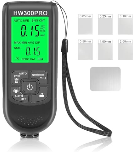 Medidor de Espesor de Capa Digital, medidor de pintura para coche con cuerda portátil, Rango de Medición Automático de 0 a 2000 μm, Dispositivo de Medición para Comprobador de Pintura en Automóviles