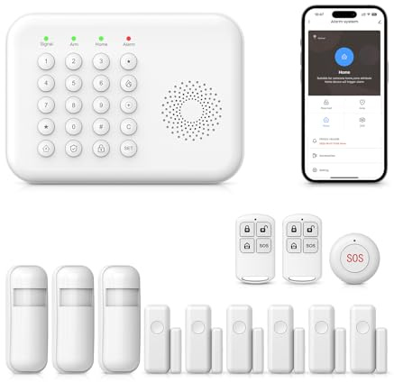 XNH 4G + WiFi Alarme Maison sans Fil Intelligent, 13 Pièces, Systèmes Sécurité pour la Maison avec APP, Capteurs de Fenêtre et de Porte, Détecteur de Mouvement, Télécommande, Compatible avec Alexa