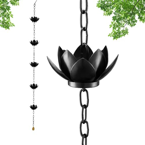 Generisch Cadena para atrapar lluvia, recogedor de lluvia para jardín, decoración de jardín, cadena para canalones, para propietarios de casas, paisajismo, exterior, cabaña, entrada delantera, terraza
