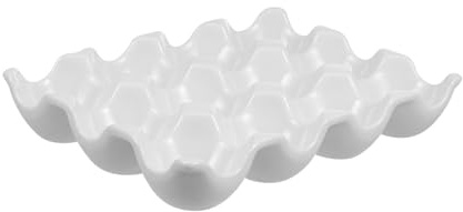 VANZACK Huevera de Cerámica para Refrigerador 12 Compartimentos Bandeja para Huevos Estándar Caja para Huevos Práctica y Segura para Almacenamiento Cocina