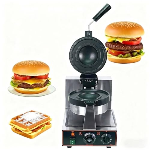 SIEEOUR Commercial Ice Cream Sandwich Maker & Gelato Panini Press Machine,Ufo Burger Maker With 5-Min Timer,Stainless Steel,Non-Stick Waffle Machine For Bakery,Cafe,Restaurant,Food Truck(Single head)