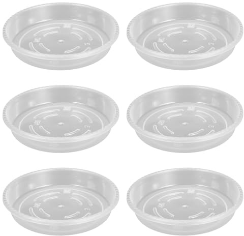 Toyvian 6 Bandejas Transparentes de Plástico para Plantas Platillos Redondos para Macetas de Interior Bandejas de Goteo para Flores Protección de Superficies y Riego en Jardín y Hogar