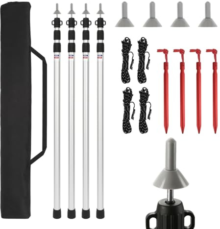 Jayseuw Zeltstange Teleskopstange für Zelte, Zeltstangen Aluminiumlegierung Höhenverstellbar Höhe 87–234 cm für Camping, Trekking & Outdoor, Zelt, Tarp, Sonnensegel, Plane & Wetterschutz