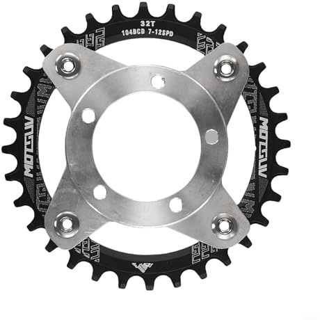 Ruota dentata in alluminio 32/34/36/38T con adattatore per Bafang per BBS01 per motore centrale BBS02, corona dentata 104BCD, ricambio per bicicletta elettrica, colore nero o (32T Black)