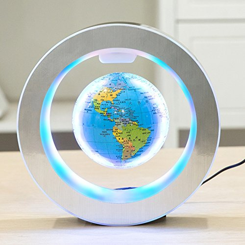 Levitation Floating Globe 4inch Rotating Magnetic Mysteriously Suspended In Air World Map Home Decoration Crafts Fashion Holiday Gifts (Blue)