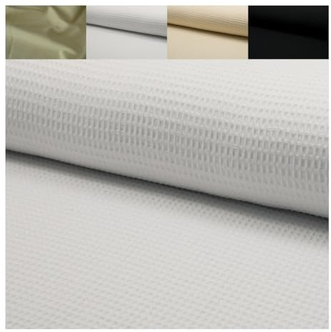 Fabrics-City weiß Baumwollstoff Waffelpique Piqué Stoff zum nähen & basteln, Waffelgewebe mit 1cm Waffelmuster, Baumwollpiqué für Bekleidung Heimtextilien, 4383