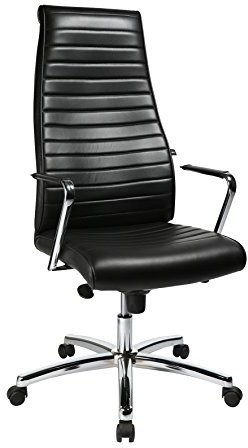 Topstar Chairman X Chefsessel, inkl. Flügelarmlehnen, Muldensitz, echt Leder, Schwarz | Made in Germany | Ergonomisch | Drehstuhl, Schreibtischstuhl | höhenverstellbar | Geprüfte Sicherheit nach GS-Intertek