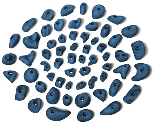 ALPIDEX 60 Klettergriffe | Kletterfläche 4-8 m² | Griffe Größen L, M, S, XS | Starterset | Klettersteine | Klettergriffset - Farbe:Blue-Black