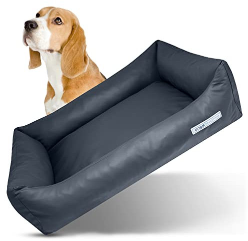 dogsfavorite Hunde-Bett - waschbares Hundekörbchen - hochwertiges Hundesofa - gelenkschonendes Hundekissen - robuste Hundematte - Hundekorb - dunkelgrau - Gr. XL 130 x 95 cm