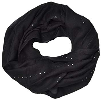 Euly Uni Loop Schal Loopschal Rundschal Schlauchschal Tuch Halstuch Glitzer (Schwarz)