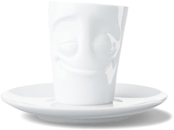 FIFTYEIGHT PRODUCTS / Espresso-Mug mit Henkel „Grummelig“ (Porzellan, 80 ml, Weiß, Made in Germany)