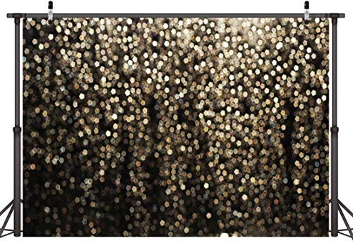 LYWYGG 8 x 6 ft Gold and Black Bokeh Spots Photography Background Abstract Background for Selfie Birthday Party Pictures Vintage Astract Glitter Dot Studio Props Photography CP-215-0806