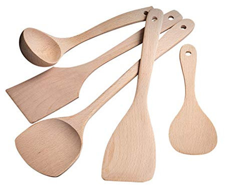 HEELPPO EspáTula Raclette Juego De Utensilios De Cocina Hecho De Madera Recubrimiento Protector Juego De 5 Piezas DiseñO De Agarre CóModo Adecuado para Cocinar Y Hornear