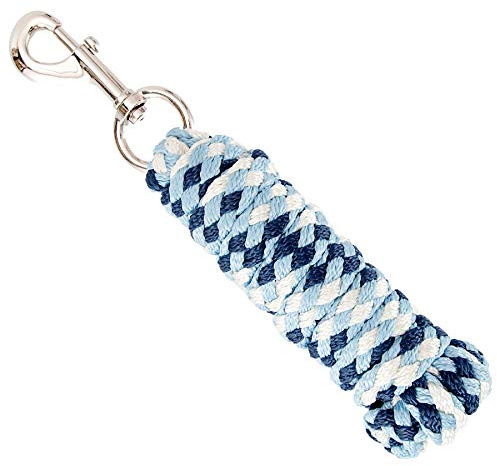 Merauno® Führstrick für Pferd - Anbindestrick in verschiedenen stylischen Designs, Führleine, Anbindeseil Pony, Esel, Ziege lang Strick mit Karabinerhaken Schwarz Blau Rosegold