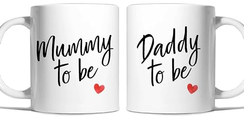 Risk-A Designs Mummy and Daddy to be Mug Set, Mummy and Daddy Gift Set, Pregnancy Reveal, Parents to be Mugs, Expectant Parents Gift, First time Parents Gift
