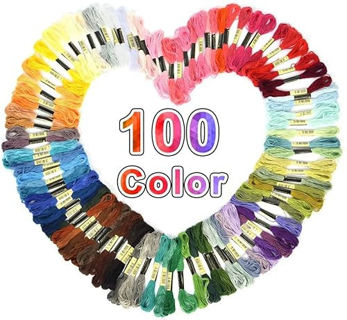 Stickgarn-Set aus Baumwolle, 100 Farben, Garn aus Baumwolle, 8 m, 6 Zweige, Stickgarn, Set für Kreuzstich