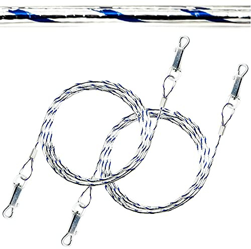 2x 1.5m Reflective Dog Tie Out Cables for Dogs – 3mm Thick, Heavy Duty, PVC Cover, Camping Accessories, Outdoor Use with Anchor Stake – Ideal for Small & Medium Dogs (5ft, BLUE (Pack of 2))