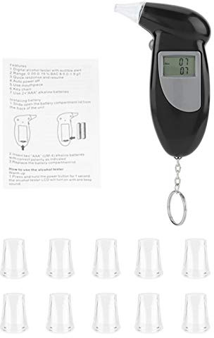 Alkoholtester, Alkoholtester & Mundstück Digitaler LCD-Bildschirm Alkoholatemtester Tragbarer Schlüsselanhänger Atemanalysator Ersatzmundstück verwenden(10 Stück)