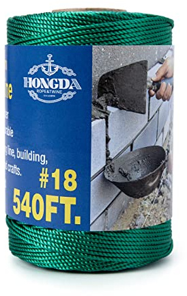 HONGDA Twisted Nylon String, #18 x 540FT Mason Line String, Nylon Twine for Masonry Job, Trot Line, Decoy Line, Net Making and Mending, Workshop, Crafts, Gardening Hunter Green