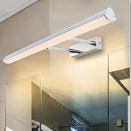 MantoLite Led Wandleuchte, Bilder Innenbeleuchtung Mit Schwenkbarem Lampenkopf Einstellbare Länge,Waschtisch Badezimmer 60cm 12w Spiegel Leuchten, IP44 3000K Chrom Leseleuchte Bilder Leuchte Fixture