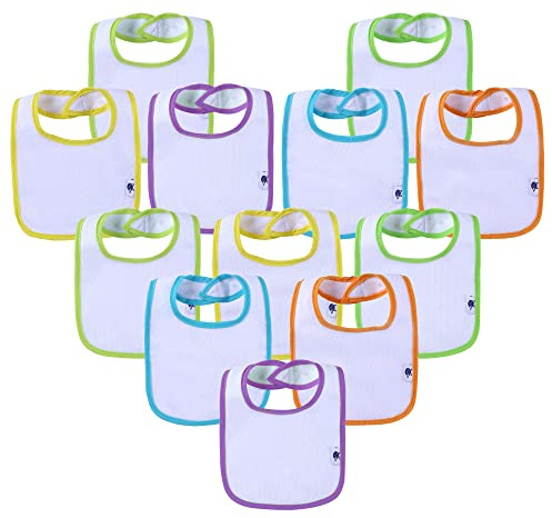 UPNFOX 12 pack Waterproof Baby Bibs,Toddler Dribble bib 0- 6-12 Months