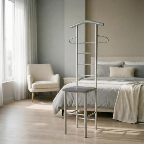 CARO-Möbel Herrendiener Stummer Diener Kleiderständer JIVO, in grau anthrazit,121 cm, Garderobe mit Hosenbügel