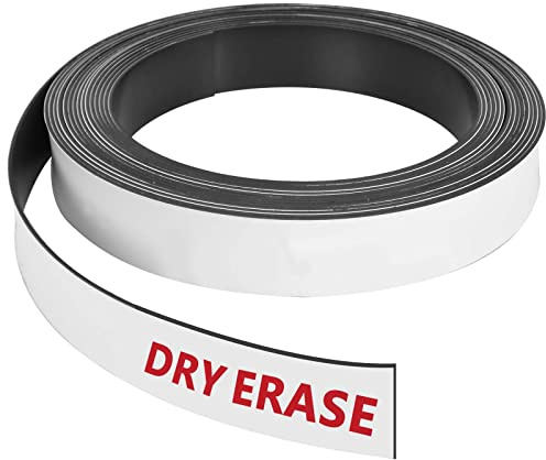 Colexy Beschreibbare Magnet-Etiketten, Magnetstreifen Weiß, Magnetische Etiketten, Abwischbare, Schneidbar Magnetschilder für Whiteboards, Kühlschränke, Magnettafeln Metallschränke (5m x 2cm)