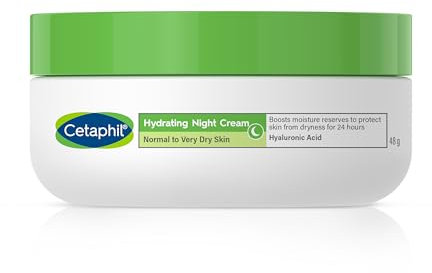 Cetaphil Hyaluronic Acid Night Cream, 50ml, Moisturiser For Sensitive Skin, Hydrates Overnight, Non-Greasy