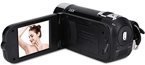 ASHATA Videokamera-Camcorder, Full-HD-Rotations-Digitalkamera-Recorder, 16X High Definition 270-Grad-Rotations-Digital-Camcorder-Video-DV-Kamera(eu schwarz)