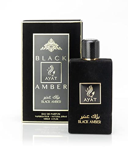 Ayat Perfumes – BLACK AMBER 100 ml - Eau De Parfum Homme - Senteur Arabian Orientale – Parfum Dubaï Fabriqué et Conçu aux Émirats arabes unis (Black Amber)